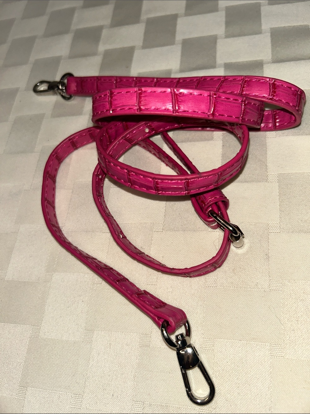Hot Pink Croc-Embossed Strap with Silver Hardware